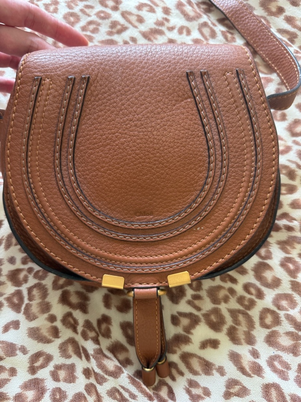 Chloe Marcie Saddle Bag Small Tan